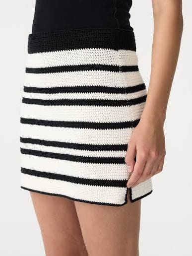 Hand Knitted Striped Mini Skirt — view 1